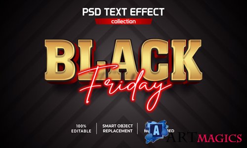 Black friday gold red neon text effect psd