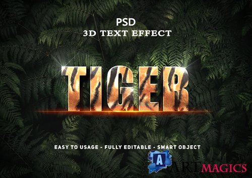 3d tiger text style effect psd