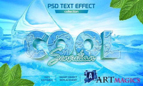 Cool sensation ice text effect psd