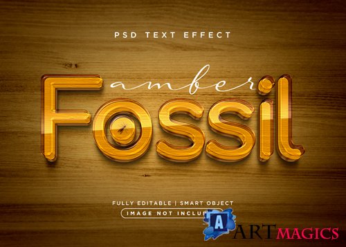 3d style fossil text effect psd