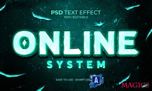Online system text effect psd