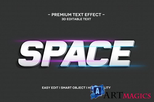 Space 3d text effect template premium psd