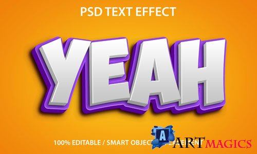Editable text effect yeah premium psd