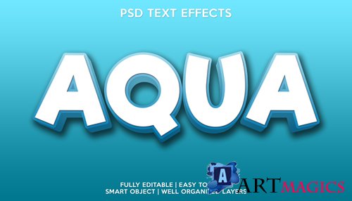 Aqua text effect premium psd