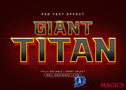 3d style titan text effect psd