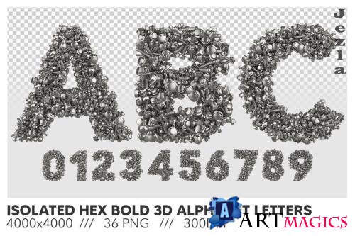 Isolated Hex Bold 3D Alphabet Letters