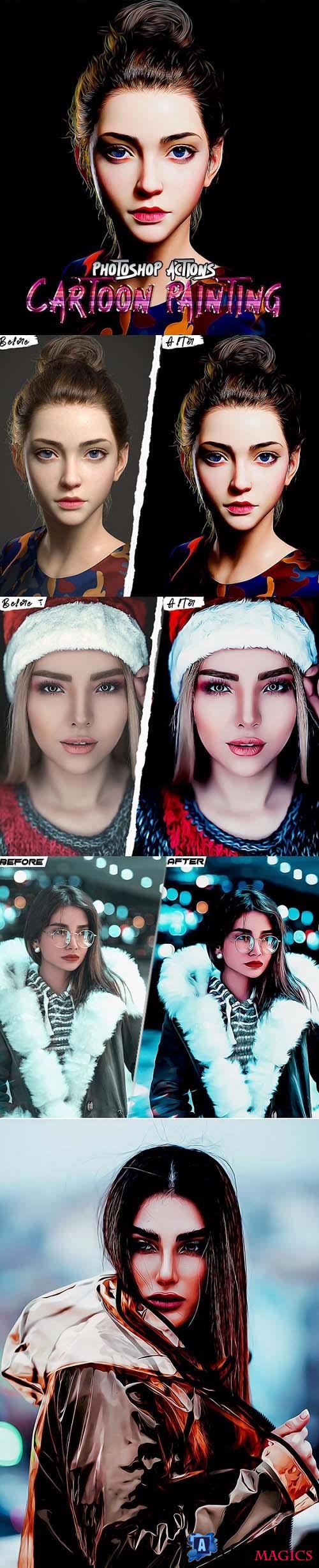 Cartoon Painting - Christmas Photoshop Actions - 35139694