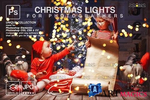 Christmas lights photoshop overlay, Sparkler overlay bokeh V3 - 1732543