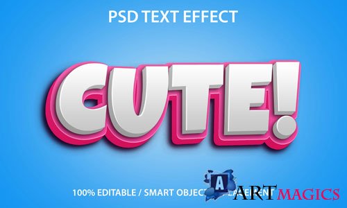 Editable text effect cute premium psd design