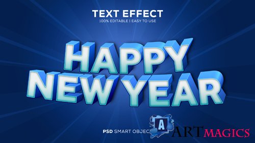 Easy to use new year psd text effect psd