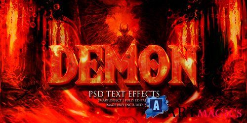 Demon text effect psd