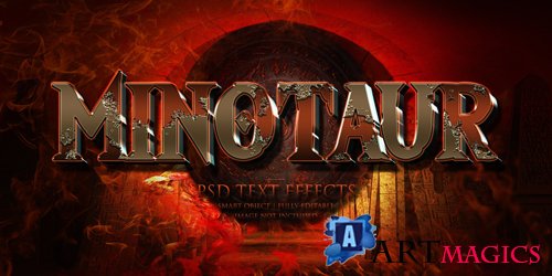 Minotaur text effect psd