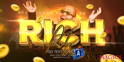Rich party text effect psd