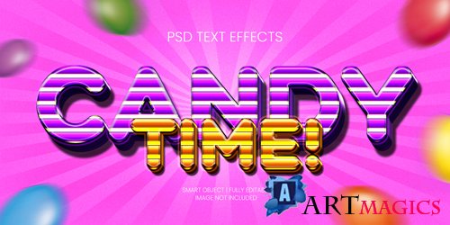 Candy time text effect psd