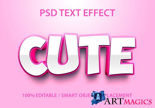 Editable text effect cute design psd