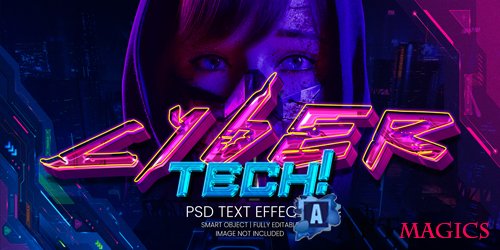 Cyber tech text effect psd