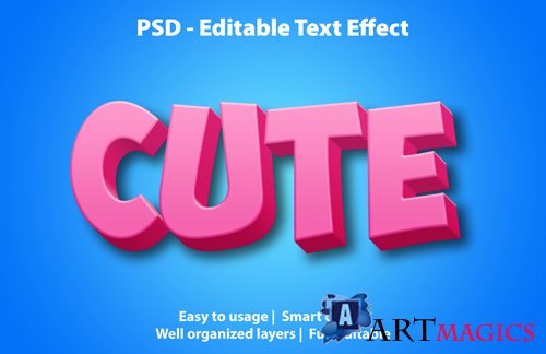 Text effect cute template psd design