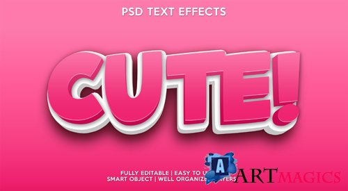 Cute text effect modern psd