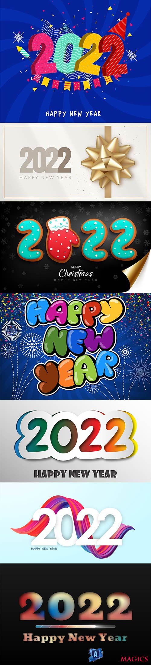 Happy 2022 Christmas lettering vector illustration