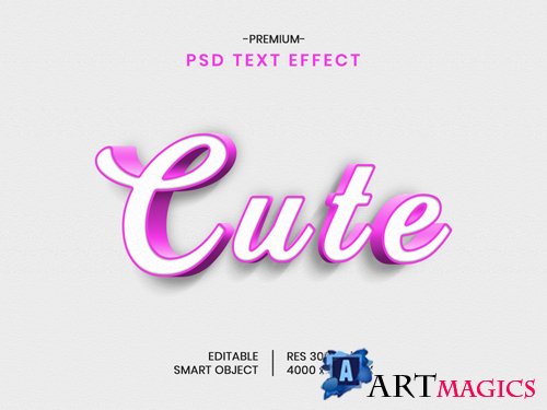 Cute 3d text effect psd