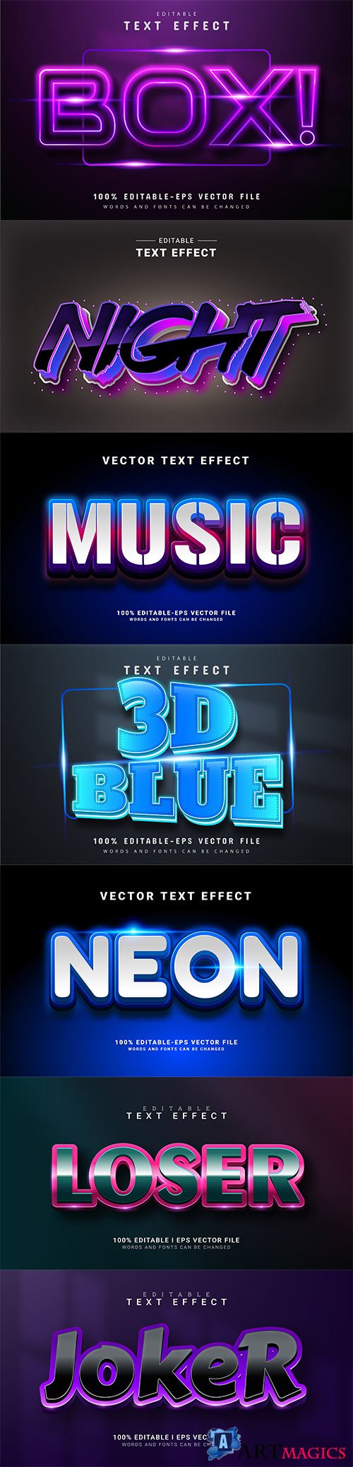 Set 3d editable text style effect vector vol 239