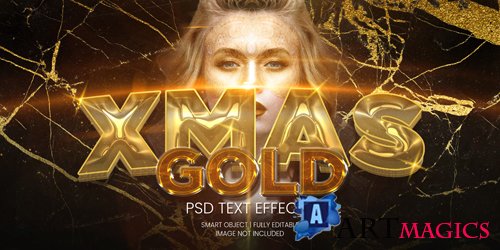 Xmas gold text effect psd