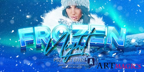 Frozen night text effect psd