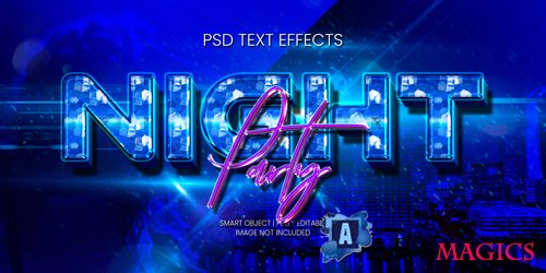 Night party text effect psd