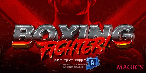 Boxing fighter text effect psd