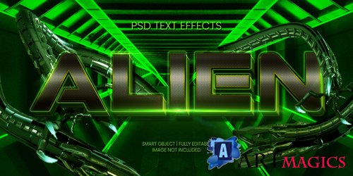 Alien text effect psd