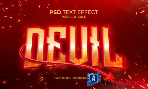 Red devil text effect premium psd