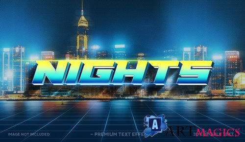 Nights 3d text effect mockup template premium psd