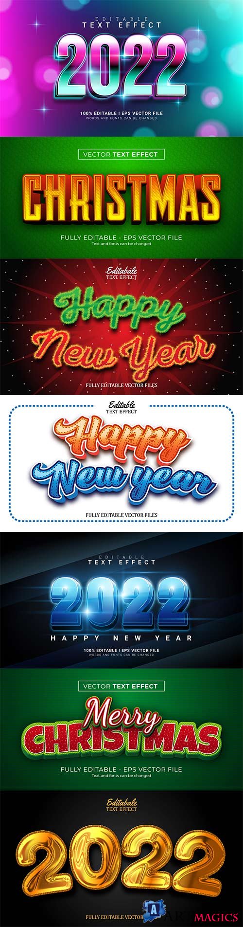 Set 3d editable text style effect vector vol 262