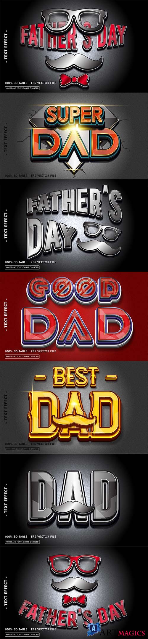 Father's day 3d editable text style effect vector vol 249