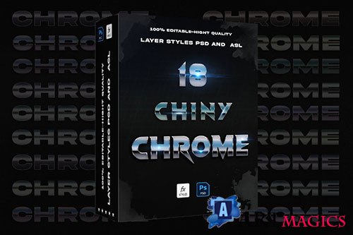 18 chiny Chrome layer Styles Photoshop Action