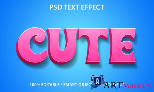 Text effect cute template psd
