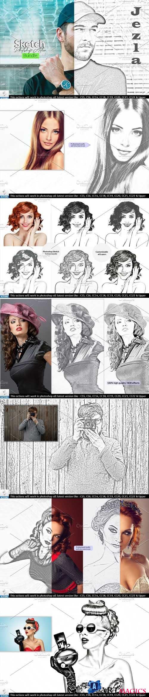 Sketch Photoshop Action bundle - 6659581