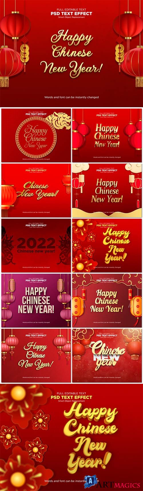 Chinese 2022 new year text effect psd