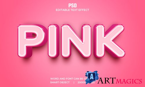 Pink 3d editable text effect premium psd