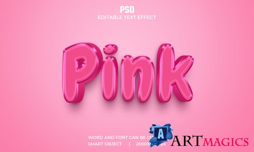 Pink 3d editable text effect premium psd with background