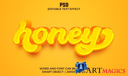 Honey 3d editable text effect premium psd with background