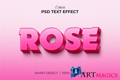 Rose editable 3d text effect premium psd