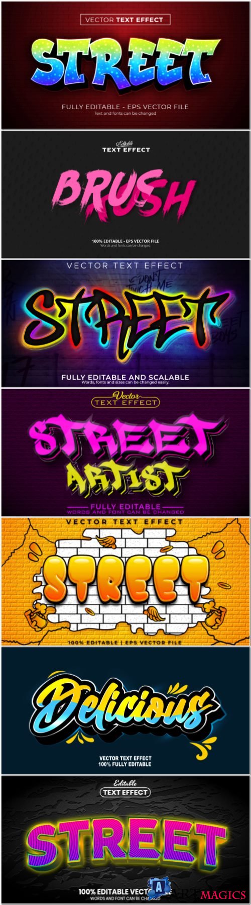 Set 3d editable text style effect vector vol 370