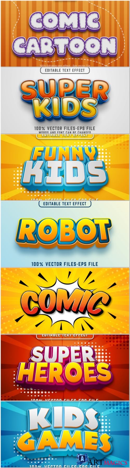 Set 3d editable text style effect vector vol 358