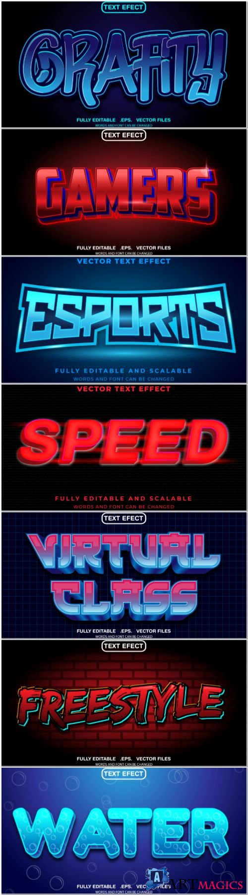 Set 3d editable text style effect vector vol 355