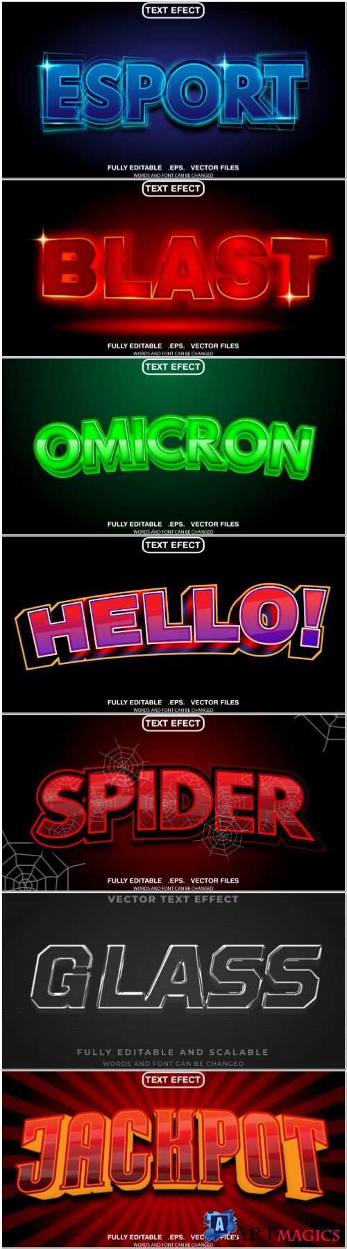 Set 3d editable text style effect vector vol 354