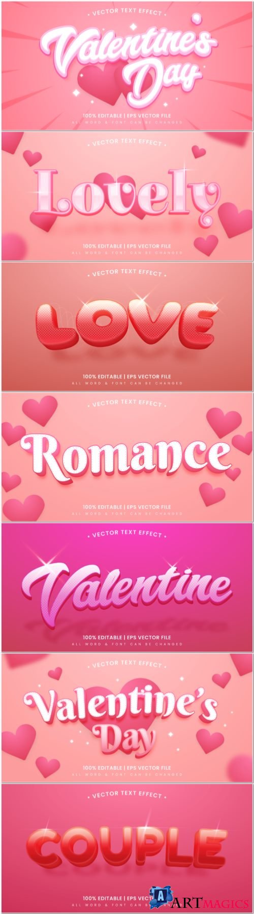 Set 3d editable text style effect vector vol 352