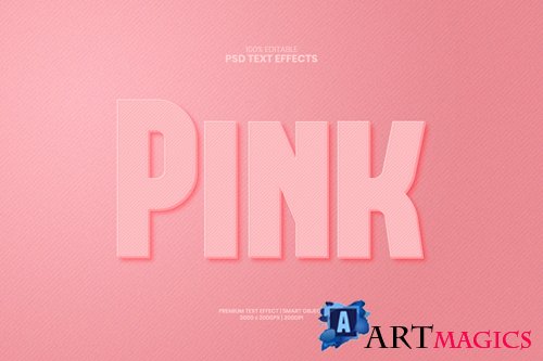 Pink minimal 3d editable premium psd text effect