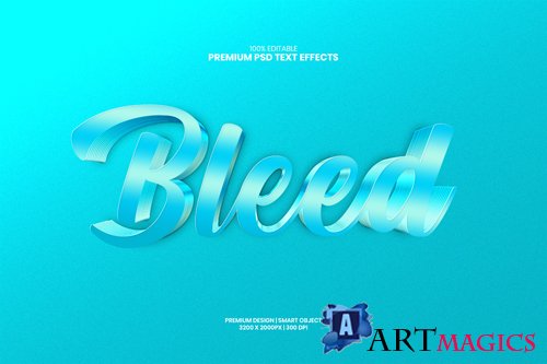 Bleed 3d editable premium psd text effect
