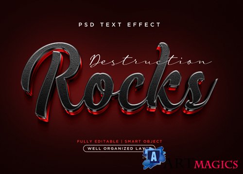 3d style rocks text effect psd